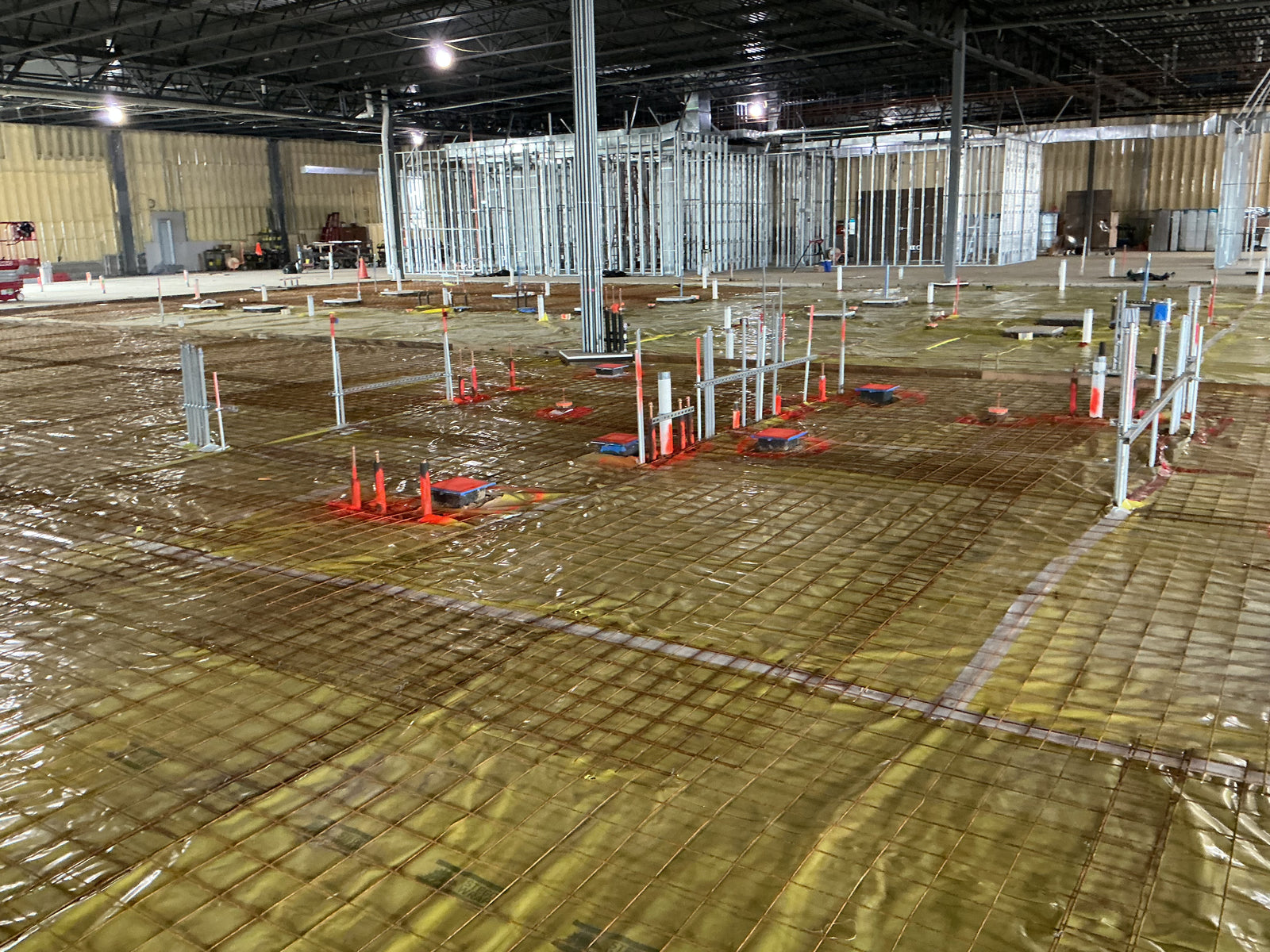 Underground plumbing rough-in before slab pour on a commercial project by Hassig Companies, Macomb County MI